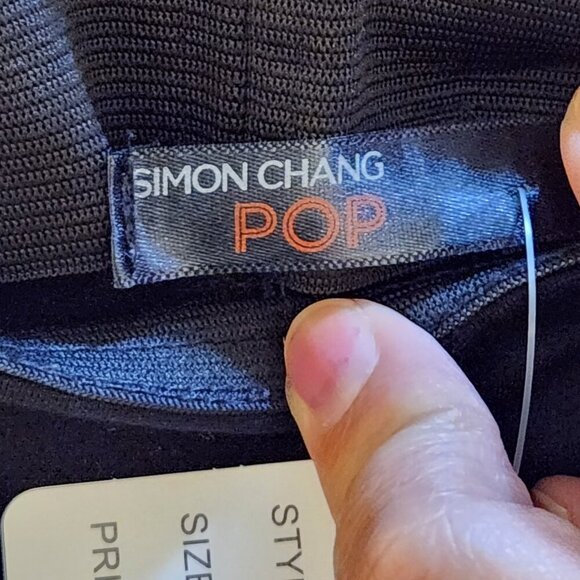 SIMON CHANG POP PANTS WOMENS SIZE MEDIUM BLACK HIGH RISE STRAIGHT LEG - Picture 3 of 3